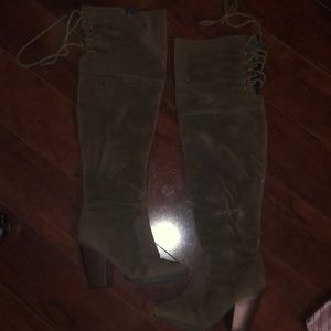 Army green knee high boots